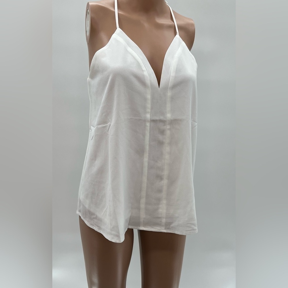 FOROLAV Women's V Neck Tank Top - White Size: Small | Chiffon Cami NWT - Picture 2 of 6
